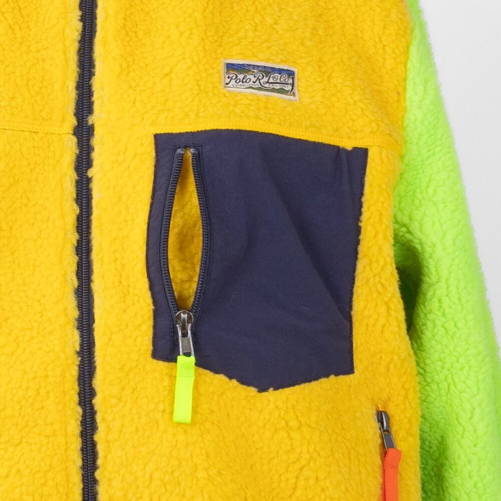 RALPH LAUREN COLORBLOCK HI-PILE SHERPA FLEECE FULL-ZIP HYBRID SIZE MEDIUM - Picture 6 of 11